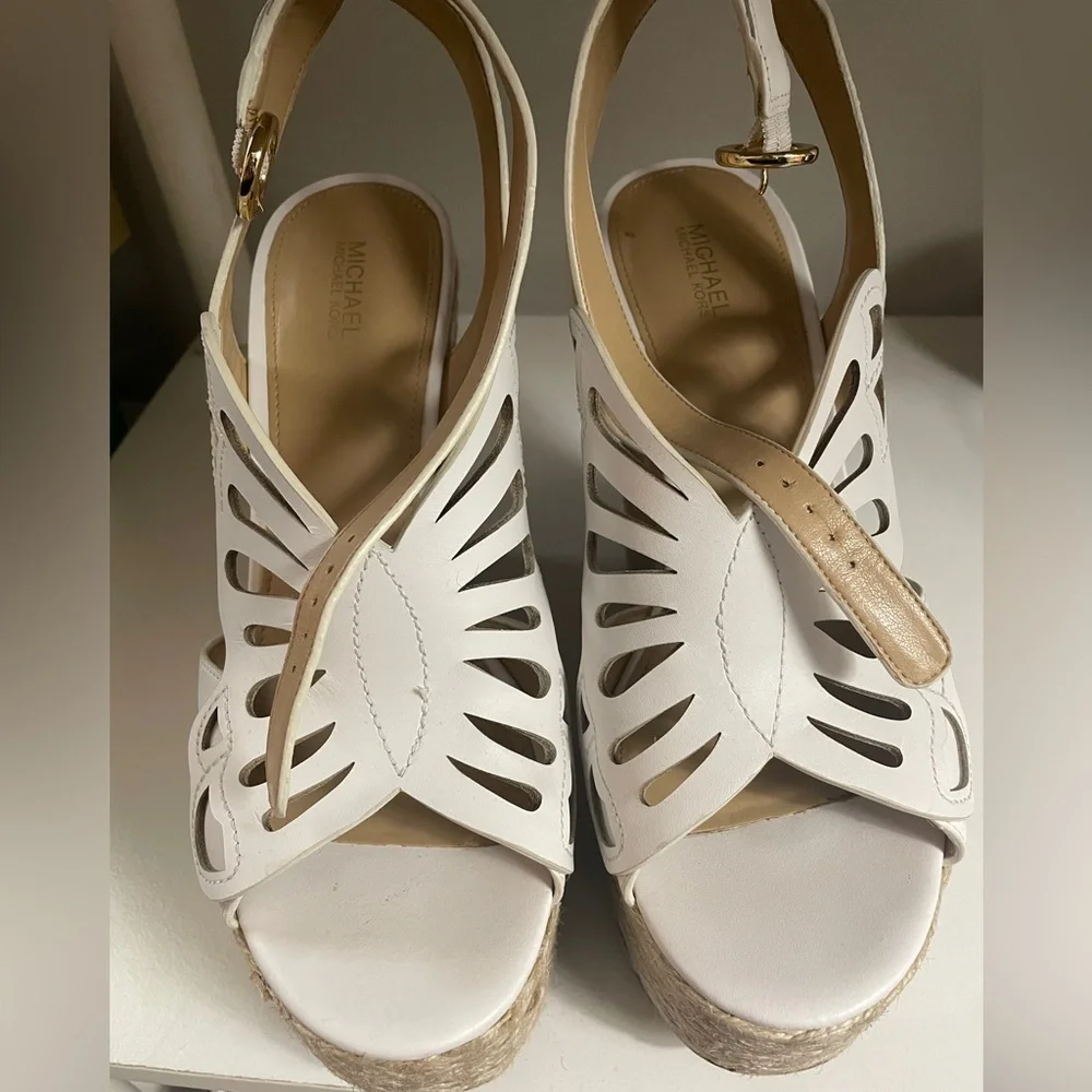White Women's Espadrille Wedge Sandals - Slingback Platform